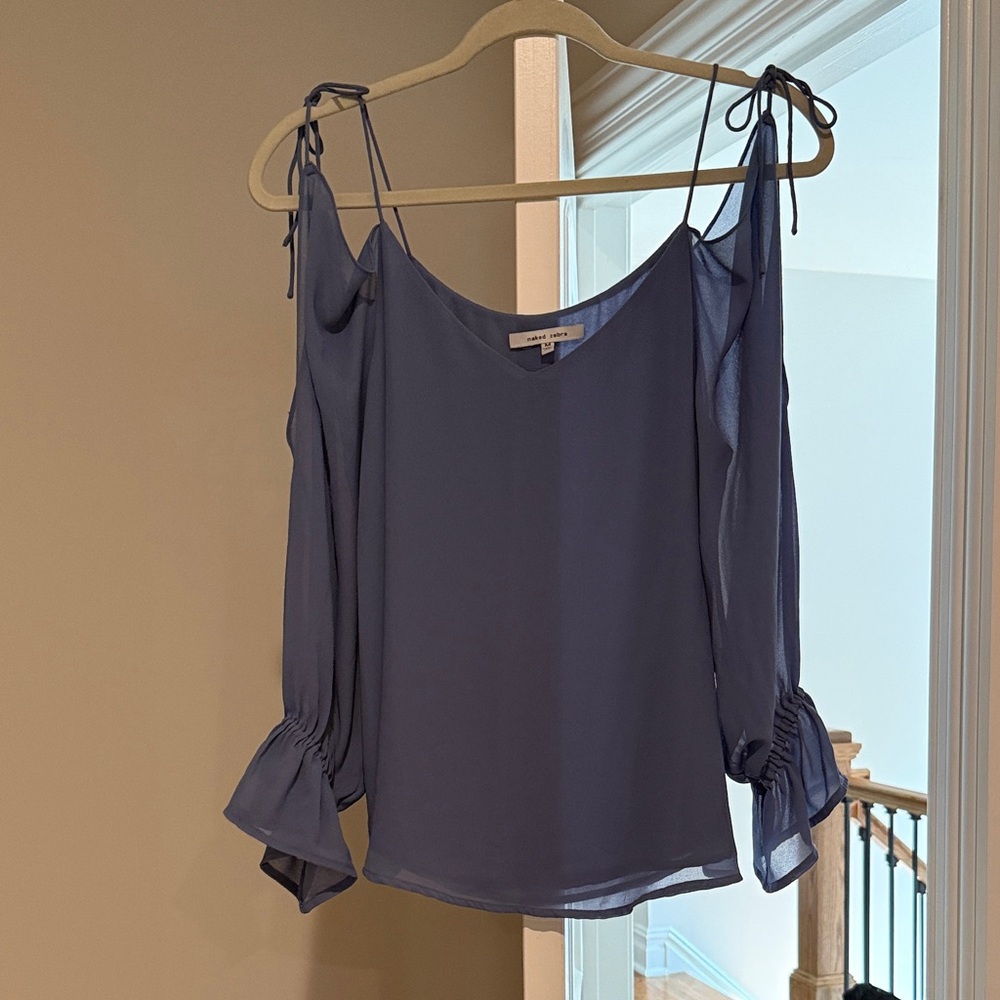 Naked Zebra Navy Blouse with Tie Straps